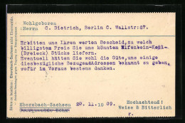 AK Ebersbach, Geschäftskarte Der Fa. Weise & Bitterlich  - Ebersbach (Loebau/Zittau)