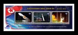 North Korea 2023 Mih. 7031/33 (Bl.1113) Space. Successful Launch Of Reconnaissance Satellite MNH ** - Corée Du Nord