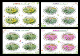 North Korea 2024 Mih. 7056/59 Flora. Lawn Plants. Flowers. Butterflies (4 M/S) MNH ** - Corea Del Norte