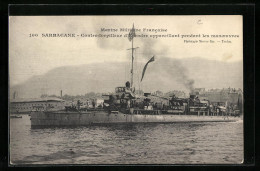 CPA Marine Militaire Francaise, Sarbacane, Contre-torpilleur D`Escadre Appareillan Pendant Les Manœvres  - Krieg