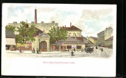 Lithographie Wien, Gasthaus An Der Hundsthurmer-Linie  - Other & Unclassified