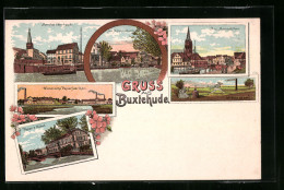 Lithographie Buxtehude, Am Marschthor, Mencks Fährhaus, Peper's Hotel  - Buxtehude