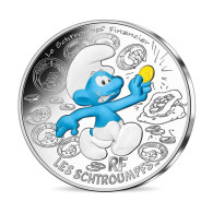 France 10 Euro Silver 2020 Financial The Smurfs Colored Coin Cartoon 01847 - Gedenkmünzen