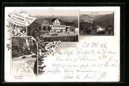 Lithographie Kniebis, Gasthof U. Pension Zum Lamm, Sankenbacher Wasserfälle, Elbachsee  - Autres & Non Classés