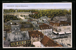 AK Karlsruhe, Blick Vom Rathausturm Auf Strassenbahnen  - Tram