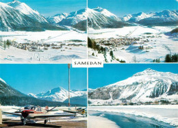 13931846 Samedan_Samaden_GR Winterpanorama Skigebiet Flugplatz Sportflugzeuge - Other & Unclassified