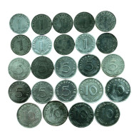 Third Reich Coins Lot Of 24 Coins 1 5 10 Pfennig 1940-1944 Germany 03745 - Colecciones Completas Y Lotes
