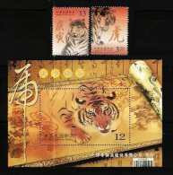 Taiwan 2009 Chinese New Year Zodiac Stamps & S/s - Tiger Calligraphy Peony Flower Book 2010 - Nuevos