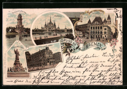Lithographie Bremen, Aussichtsthurm, Wilhadibrunnen Und Parkhaus  - Bremen
