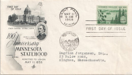 USA, May 11 1958, 100th Anniversary Minnesota Statehood - 1951-1960