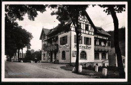 Fotografie Brück & Sohn Meissen, Ansicht Wildenthal I. Erzg., Strassenpartie Am Hotel Zur Post  - Places
