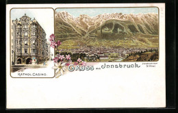 Lithographie Innsbruck, Ortsansicht Und Kathol. Casino  - Other & Unclassified