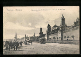 AK Moscou, Le Quai Du Kremlin, Strassenbahn  - Strassenbahnen