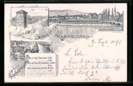 Vorläufer-Lithographie Hammelburg, 1895, Schiessplatz, Kanonen, Keule Und Zielscheibe  - Hammelburg