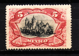 México 1910. Scott # O74 5p Catedral "OFICIAL" Mint Original Gum, Lightly Hinged CV: $200.00 Usd - Mexico