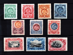 Mexico 1899. Scott # 294- 303 Complete "Aguilitas" Issue Mint Original Gum, Hinged CV: $425.15 Usd - México