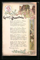 Lithographie Braunschweig, Ortspartie, Wappen  - Braunschweig