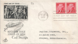 USA, Oct 22 1954, 2c Regular Issue Series Of 1954 Coil Stamps - 1951-1960