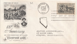 USA, Jun 8 1959, 100th Anniversary Of The Discovery Of Silver Comstock Lode Nevada - 1951-1960