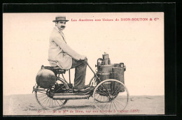 AK Les Ancetres Aux Usines De Dion-Bouton & Cie., M. Le M. De Dion Sur Son Tricycle à Vapeur 1887  - Voitures De Tourisme