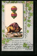 Lithographie Eber Und Hund, Kartenspiel, Wahrsagekarte, Schellen  - Cartes à Jouer