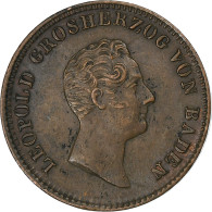 Etats Allemands, BADEN, Leopold I, 3 Kreuzer, 1844, Karlsruhe, Cuivre, SUP - Groschen & Andere Kleinmünzen