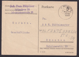 Bizone Ganzsache 5 Reichspfennig P 630 MÜNCHEN 9 Aptierter HdB-K1 - Covers & Documents