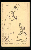 AK Zürich, Kinderhilfstag 1913, Mann Kauft Blumen Beim Blumenmädchen, Kinderfürsorge  - Other & Unclassified