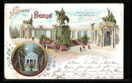 Lithographie Berlin, National-Denkmal Kaiser Wilhelm I.  - Mitte