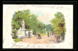 Lithographie Berlin-Tiergarten, Denkmal In Der Siegesallee  - Tiergarten