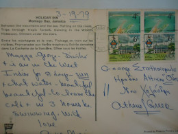 JAMAICA  POSTCARDS  1979  HOLIDAY IN  MONTEGO BAY TENNIS  2 PAIR STAMPS - Other & Unclassified
