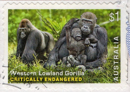 AUSTRALIA 2016 $1 Multicoloured, Endangered Wildlife-Western Lowlands Gorilla Self Adhesive Used - Gebraucht