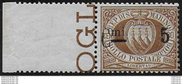 1892 San Marino Stemma 5c. Su 30c. Bf MNH Sassone N. 9 - Andere & Zonder Classificatie