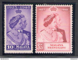 1948 Malaysian States, Trengganu - Stanley Gibbons N. 61-62, Royal Silver Wedding, Serie Di 2, MNH** - Andere & Zonder Classificatie