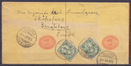 Suisse - EP Bande Journal Double - 2x 5c Orange + 10c Càpt "THAU-BON-PORT /5.XI.1901/ MONTREUX" Pour BENGTSFORS Suède - Interi Postali