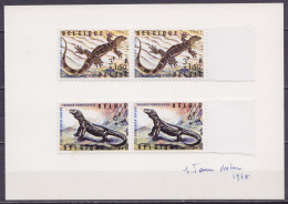Paires N°1346+1347 (reptiles Du Zoo D'Anvers) Sur Carte Signée Jean Van Noten 1968 - Storia Postale