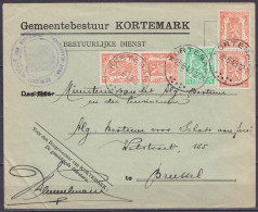 Env. "Gemeentebestuur Kortemark" Affr. 4x N°419 + N°712 Càd KORTEMARK /25-6-1949 Pour BRUSSEL - Cartas & Documentos