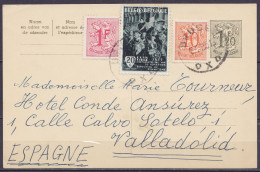 EP CP 1f20 + N°850+859+971 Càd BRUGES /15.11.1955 Pour VALLADOLID Espagne - Cartes Postales 1951-..