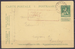 EP CP 5c Vert (type N°110) Càd STABROECK /20 VIII 1914 (début De Guerre) Pour ROULERS - Cachet Censure Allemande - Tarjetas 1909-1934