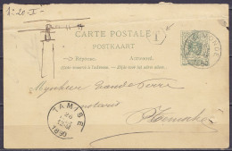 EP CP (réponse) 5c Vert-gris (type N°45) De Steendorp Càd RUPPELMONDE /26 DECE 1890 Pour TEMSCHE - Boîte Auxiliaire "T"  - Cartes Postales 1871-1909