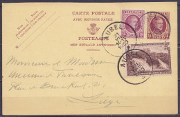 EP CP (réponse Payée) 15c Lilas (type N°195) + N°195+293 Càd AUBEL /31 VII 1930 Pour LIEGE - Cartes Postales 1909-1934