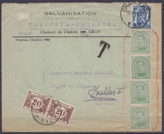 Env. "Galvanisation Guyaux-Michaux Gilly" Affr. Bande 4x N°137 (annulés Car Hors-cours) + N°426 Càd CHARLEROI /13-7-1937 - 1915-1920 Alberto I