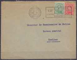 Env. Affr. Découpe D'entier 10c Rouge (type N°138) + N°137 Flam. "BRUXELLES (Q.L.) /23.VI 1920/ VIIe Olympiade Anvers" P - 1915-1920 Alberto I