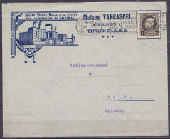 Env. "Maison Vancaspel - Construction De Malteries" (thème 'brasserie') Affr. N°214 Flam. BRUXELLES-BRUSSEL /20.XI 1925  - 1921-1925 Small Montenez