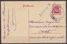 Ep CP 10c Rouge (type OC3) De QUIEVRAIN Datée 15 Octobre 1917 Pour ATH - Cachets Censure Allemande - Occupazione Tedesca