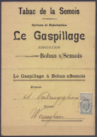 Imprimé "Le Gaspillage Bohan S/Semois" (thème Tabac) Aff. N°53 Càd GEDINNE /22 NOV 189? Pour WAEREGHEM (Waregem) - 1893-1907 Armoiries