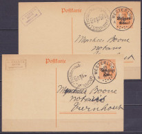 Lot 2 EP CP 7½pf Surch. 8cent. Orange Càd WESTERLOO 1917 Pour TURNHOUT - Cachet Censure Allemande "Postüberwachungsstell - German Occupation