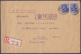 Alsace - Env. Recommandée Affr. 2x 20pf Càpt COLMAR /25.10.1915 Pour Pharmacien à GENF (Genêve) Suisse - Cachet Censure  - Guerre De 1914-18
