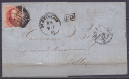 L. "Charbonnages De L'Escouffiaux - Hornu" Datée 8 Juillet 1861 De FRAMERIEs Affr. N°12 P103 Càd ST-GHISLAIN /9-7-1861 P - 1858-1862 Medaillen (9/12)