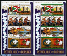 Burundi 1974 UPU Centenary 2 S/s, Mint NH, Transport - Post - U.P.U. - Automobiles - Aircraft & Aviation - Railways - .. - Poste